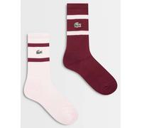 Lacoste confezione da 2 calze lunghe a righe rosa e bordeaux-Multicolore 39-42