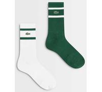 Lacoste confezione da 2 paia di calze lunghe a righe verdi e bianche-Multicolore 39-43