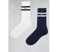 Lacoste - Confezione da 2 paia di calzini sportivi blu navy e bianchi a righe con logo-Multicolore 6.5-9