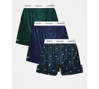 Boxer sportivi da uomo Lacoste Cotton Poplin 3P - navy blue/green - Multicolore (XS)