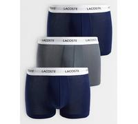 Lacoste confezione da 3 boxer aderenti in cotone elasticizzato con elastico bianco in navy/grigio multicolore S