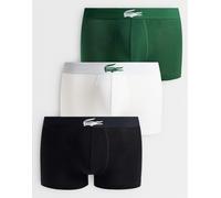 Lacoste - Confezione da 3 boxer in cotone elasticizzato nero, bianco e verde con fascia in vita con logo-Multicolore S