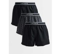 Lacoste - Confezione da 3 boxer neri con monogramma e tinta unita-Nero XS