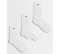 Lacoste confezione da 3 calze lunghe in cotone bianche-Bianco 41-46
