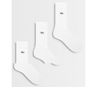 Lacoste confezione da 3 calze lunghe in jersey con logo bianche-Bianco 39-43