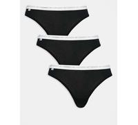 Lacoste - Confezione da 3 perizomi neri con logo-Nero XS