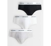 Lacoste confezione da 3 slip in cotone con fascia in vita bianca, nero, bianco e grigio-Multicolore M