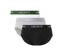Slip Lacoste Plain Cotton Logo nero bianco grigio (3 unità) - M