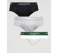 Slip Lacoste Plain Cotton Logo nero bianco grigio (3 unità) - M