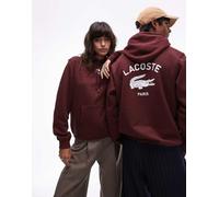 Lacoste - Felpa con cappuccio bordeaux con logo sul davanti-Rosso 34