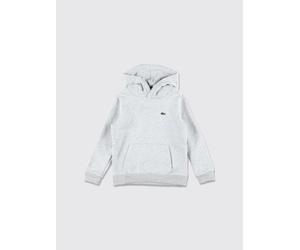 LACOSTE Felpa con cappuccio da bambino in cotone con tasca a marsupio e logo 12 Grigio
