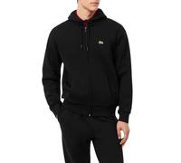 Lacoste felpa uomo con zip e cappuccio in cotone felpato nero