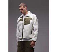 Lacoste - Giacca in pile bianco bicolore 34