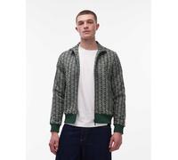 Lacoste - Giacca sportiva color verde scuro con zip e monogramma 34