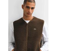 Lacoste gilet in pile con chiusura con zip color marrone scuro 41-43
