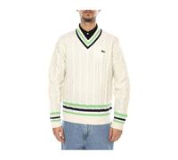 Lacoste, ,Knitwear ,Uomo ,Bianco ,S Maglione a Treccia con Scollo a V