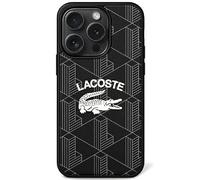 Lacoste LCHMP15LPIGK - Custodia rigida per iPhone 15 Pro da 6,1", con monogramma e logo vintage, colore: nero