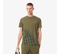 T-shirt da uomo Lacoste Ultra Dry Printed Tennis - khaki green - Verde (S)