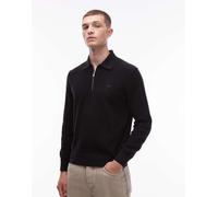 Lacoste - Maglione stile polo nero con logo grande a coccodrillo 35-37