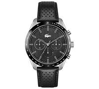 Lacoste Orologio con Cronografo al Quarzo da uomo con cinturino in pelle Nero - 2011109, Black