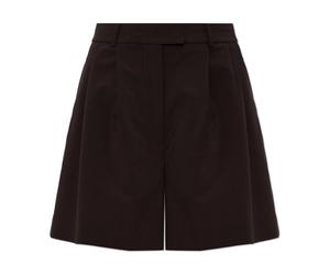 Lacoste - Oversized Wool Blend Pleated Bermuda Shorts - - Shorts - Donna - Marrone - L