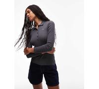 Lacoste - Polo a maniche lunghe a coste grigia-Grigio M