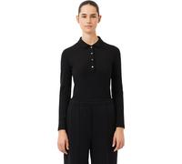 LACOSTE Polo in cotone, manica lunga, nero