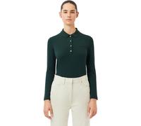 LACOSTE Polo in cotone, manica lunga, verde scuro