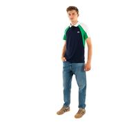 Lacoste Polo sportiva da uomo con stampa a blocchi di colore, moderna, BLU MARINO/CALATHEA-BIANCO, S