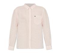 Lacoste, ,Shirts ,Uomo ,Rosa ,2XL Regular Fit Striped Linen Shirt