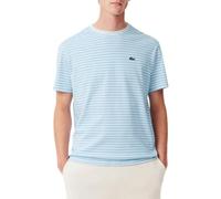Lacoste Short Sleeve Classic Fit Stripped Crew Neck Tee Shirt T, Bianco/Panoramica, XXL Uomo