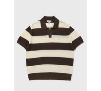 Lacoste Short Sleeved Striped Polo Collar Sweater men Polos brown|white in taglia:XL
