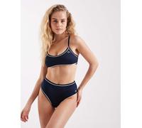 Lacoste - Slip bikini blu navy con profili a contrasto 34