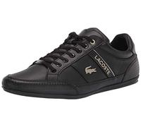 Lacoste Mens Chaymon Sneakers, Black/Black/Gold Leather, 11.5