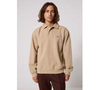 Lacoste Polo maniche lunghe Sweatshirt col polo en piqué double face in Beige EU M