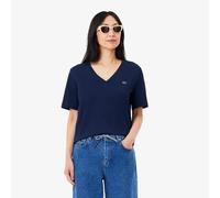 Lacoste T-shirt con scollo a V in morbido cotone relaxed fit Blu Navy da Donna 36