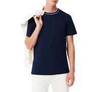 Lacoste T-shirt in piquè con colletto a righe blu