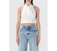 LACOSTE Top polo cropped in cotone stretch con colletto classico 40 Bianco