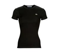 Lacoste, ,Tops ,Donna ,Nero ,S T-shirt Slim Fit in Cotone a Coste