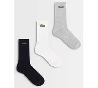 Lacoste unisex confezione da 6 calze sportive lunghe con logo coccodrillo in nero, bianco e grigio-Multicolore 41-46