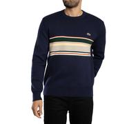 Lacoste Uomo Felpa a righe di fabbricazione francese, Blu