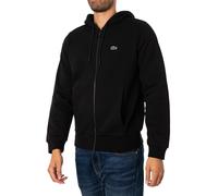 Lacoste Uomo Felpa con cappuccio e zip con logo ricamato, Nero