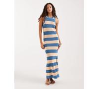 Lacoste - Vestito lungo da mare a righe blu e pesca-Multicolore 44-46