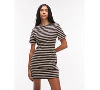 Lacoste - Vestito T-shirt corto marrone a righe 38-40