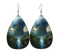 Lacrime Drop Down Orecchie Ciondolo Orecchini in Pelle Swind Terra Verde Montagne E Fiumi Natale Halloween Donna Regali Moda Festa Pendente Donne Amiche Matrimonio