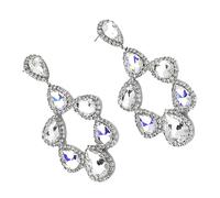 Lacrime frizzanti Orecchini Traforati Triple Crystal Dangle Drop Gioielli Con Strass Per Le Donne Tripla Design Regalo, Taglia unica, come descritto