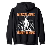 Lacrosse Attack by Day Zombie by Night Fun Halloween Creepy Felpa con Cappuccio