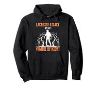 Lacrosse Attack by Day Zombie by Night Fun Halloween Creepy Felpa con Cappuccio