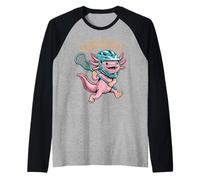 Lacrosse Axolotl Divertente Design Giocatore Maglia con Maniche Raglan