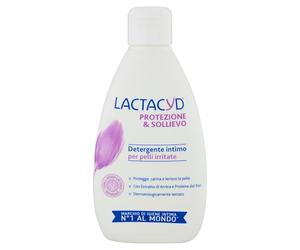 Lactacyd Protezione & Sollievo, gel Detergente Intimo per Pelli Irritate, Allevia Bruciore e Prurito, Senza Sapone, con Arnica e Proteine del Riso, 300 Ml